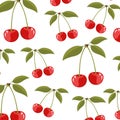 Color background of pattern set cherry delicious fruits