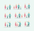 Color background with silhouette set pictogram generations people of family Royalty Free Stock Photo