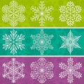 Color background with snowflakes line stile, vector