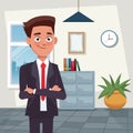 Color background workplace office half body young man characters for business with formal suit Royalty Free Stock Photo