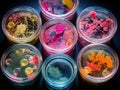 Color Bacteria Culture in a Petri Dish, Microorganisms, Petri Dish and Culture Media with Bacteria