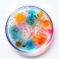 Color Bacteria Culture in a Petri Dish, Microorganisms, Petri Dish and Culture Media with Bacteria