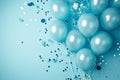 BlueColor Balloons Abstract Background with Copy Space. AI Generative