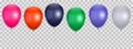 Color balloons set isolated on transparent background. Vector illustration Royalty Free Stock Photo