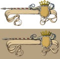 Color Banner spear and crown Royalty Free Stock Photo