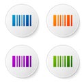 Color Barcode icon isolated on white background. Set icons in circle buttons. Vector Illustration