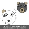 Color Bear Face. Restore dashed lines. Color the picture elements. Page to be color fragments.vector