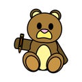 Color bear teddy cute toy with crayon