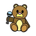 Color bear teddy cute toy with rattle