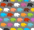 Color bears seamless pattern. Background of lovely bears. Royalty Free Stock Photo