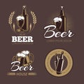 Color beer labels vector set