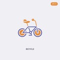 2 color Bicycle concept vector icon. isolated two color Bicycle vector sign symbol designed with blue and orange colors can be use Royalty Free Stock Photo