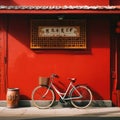 Bike town architecture city wheel transportation travel background old bicycle cycle house street Royalty Free Stock Photo