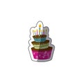 color big cake party with canddles icon