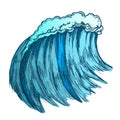 Color Big Foamy Tropical Sea Marine Wave Storm Vector