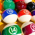 Color billiard balls with numbers