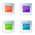 Color Binary code icon isolated on white background. Set colorful icons in square buttons. Vector Royalty Free Stock Photo