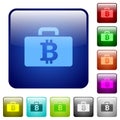 Color Bitcoin bag square buttons Royalty Free Stock Photo