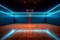 arena corridor space hall neon indoor interior empty basketball background game virtual. Generative AI. Royalty Free Stock Photo