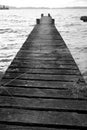 Color Black and white long exposure jetty boat ramp water lake hills landscape