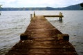 Color Black and white long exposure jetty boat ramp water lake hills landscape