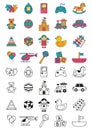 Color And Black And White Toys Vector Icons Collection Royalty Free Stock Photo