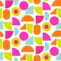 Color block bright shapes seamless vector pattern.