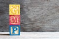 Color block in word GMP Abbreviation of good manufacturing practice on wood background
