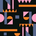 Color blocks seamless patterns with variated shapes blue pink and orange color pattern vector. Royalty Free Stock Photo