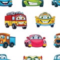 color book cars pattern. cartoon colorful flat simple vehicle van golf microcars, logo label print patch or stickers Royalty Free Stock Photo