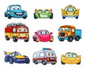 color book cars set. flat simple vehicle van golf microcars collection, logo label print patch or sticker. vector