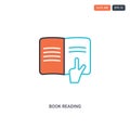 2 color Book reading concept line vector icon. isolated two colored Book reading outline icon with blue and red colors can be use Royalty Free Stock Photo