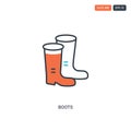 2 color boots concept line vector icon. isolated two colored boots outline icon with blue and red colors can be use for web,