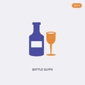 2 color bottle glyph concept vector icon. isolated two color bottle glyph vector sign symbol designed with blue and orange colors
