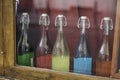 Color Bottles in Window Royalty Free Stock Photo