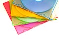 Color boxes with disks for information storage Royalty Free Stock Photo