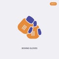 2 color Boxing gloves concept vector icon. isolated two color Boxing gloves vector sign symbol designed with blue and orange