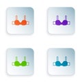 Color Bra icon isolated on white background. Lingerie symbol. Set colorful icons in square buttons. Vector Royalty Free Stock Photo