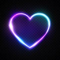 Color bright heart. Electric neon sign Retro frame