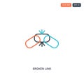 2 color Broken link concept line vector icon. isolated two colored Broken link outline icon with blue and red colors can be use Royalty Free Stock Photo