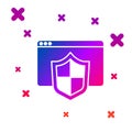 Color Browser with shield icon isolated on white background. Security, safety, protection, privacy concept. Gradient