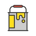 Color bucket, Filled outline icon, handyman tool and equipment set