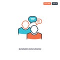 2 color Business discussion concept line vector icon. isolated two colored Business discussion outline icon with blue and red Royalty Free Stock Photo