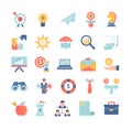 Color business strategy icons set