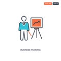 2 color Business training concept line vector icon. isolated two colored Business training outline icon with blue and red colors