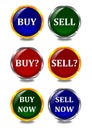 Color buttons with inscriptions, bay, sell, now Royalty Free Stock Photo