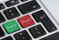 Color buttons with words Plagiat and Original on keyboard, closeup view Royalty Free Stock Photo