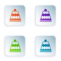 Color Cake icon isolated on white background. Happy Birthday. Set colorful icons in square buttons. Vector