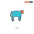 2 color Calf concept line vector icon. isolated two colored Calf outline icon with blue and red colors can be use for web, mobile