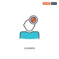 2 color calmness concept line vector icon. isolated two colored calmness outline icon with blue and red colors can be use for web